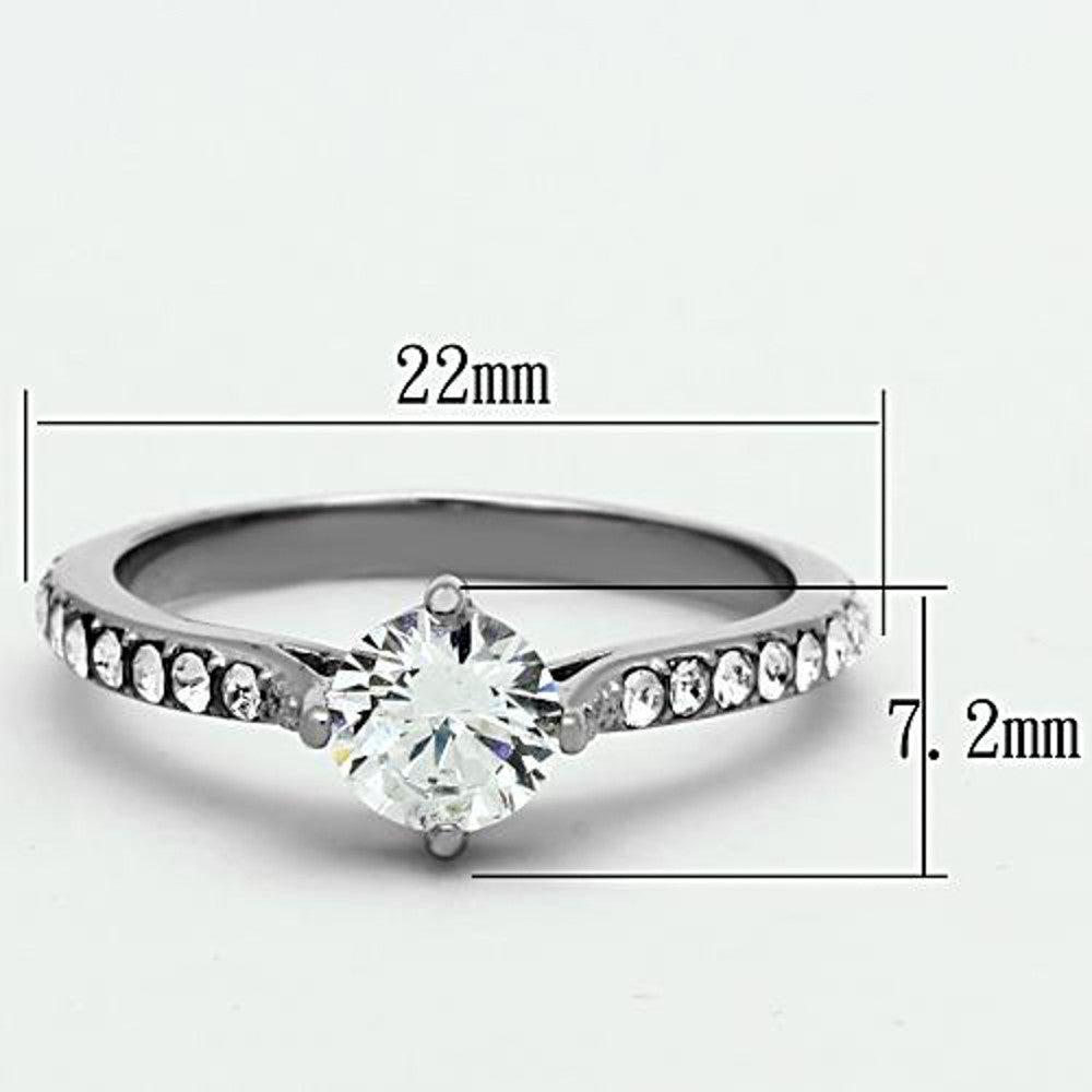 ARTK1339 Stainless Steel 1 Ct Cubic Zirconia Silver Engagement Wedding Ring Women's Sz 5-10